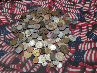 Large Bag of Mixed Foreign Coins " Some Silver Included" 3 to 5 lbs. ( maybe more ) No Scale