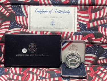1991-S "Proof" USO 50th Anniversary "Silver" Dollar - 90% Silver