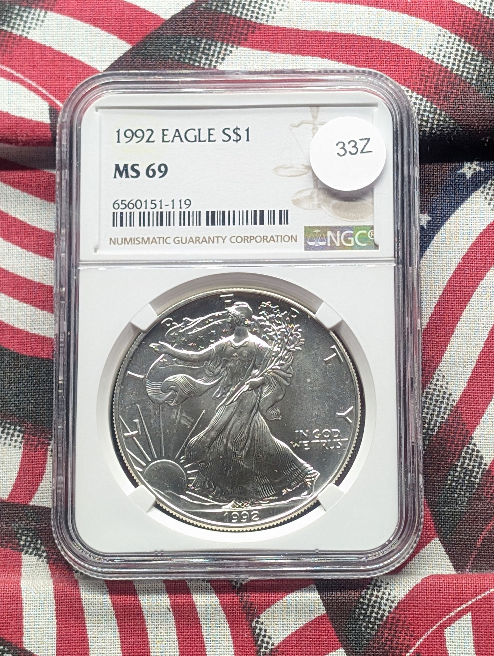 1992 MS69 American "Silver" Eagle, (Graded by NGC) - One Troy Ounce .999 Fine Silver (1 of 4)