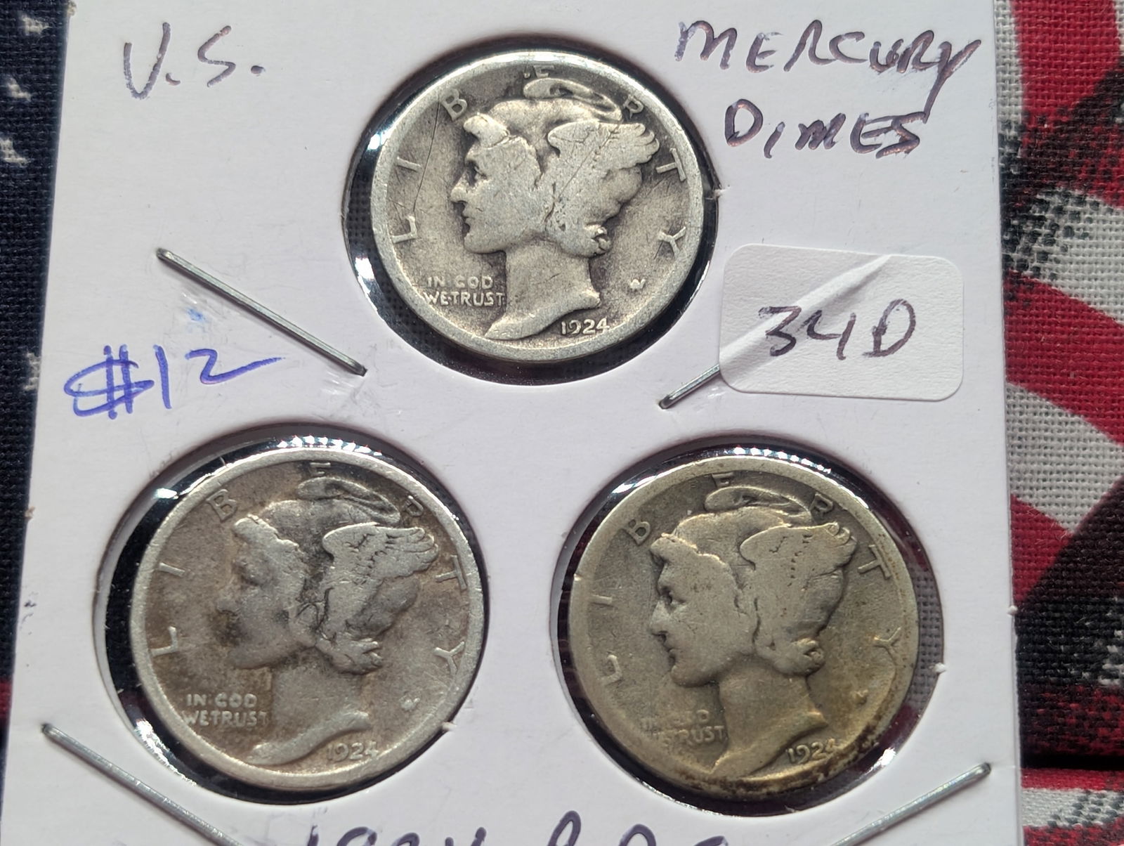 1924 P,D,S Silver Mercury Dimes - Complete Year Set! - 90% Silver (1 of 3)