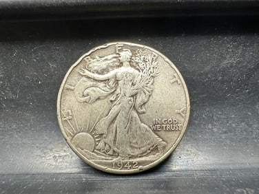1942 Walking Liberty Silver Half Dollar - 90% Silver