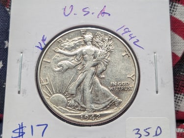 1942 Silver Walking Liberty Half Dollar - 90% Silver