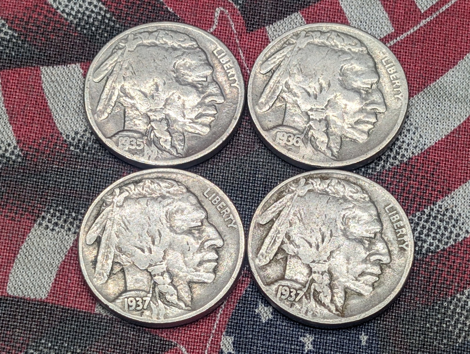 1935, 1936, (2) 1937 Buffalo Nickels: 1935, 1936, (2) 1937 Buffalo Nickels