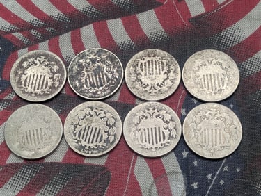 8 - Cull Shield Nickels - Assorted Dates