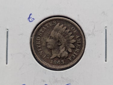 1863 CN Indian Head Cent - Civil War Era!
