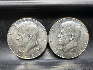 Two 1967 Kennedy Silver Half Dollars - Both 40% Silver