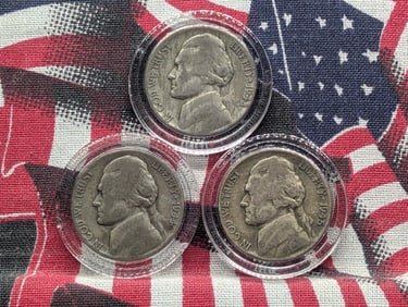 1943-S, 1944-D, 1945-P 35% "Silver" Jefferson Nickels