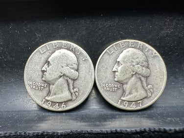 1946 and 1947 Washington Silver Quarters - Both 90% Silver