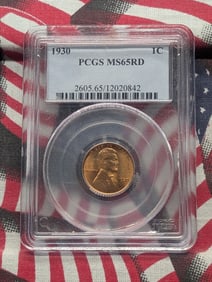 1930 Lincoln Cent MS 65 Red By PCGS