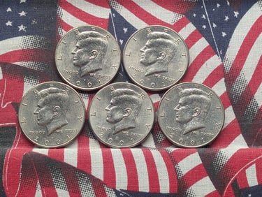 (5) 2001 D Kennedy Half Dollars