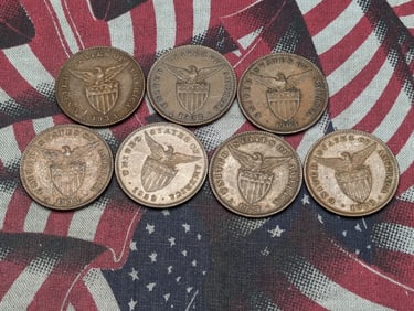 7 - Different Date Philippine 1 Centavos. 1903-1933. Circulated.