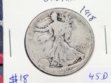 1918 Silver Walking Liberty Half Dollar - 90% Silver