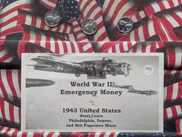 WWII Emergency Money, 1943 P, D, S Lincoln Steel Cents