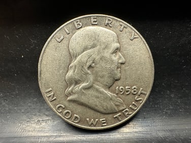 1958-D Franklin Silver Half Dollar - 90% Silver