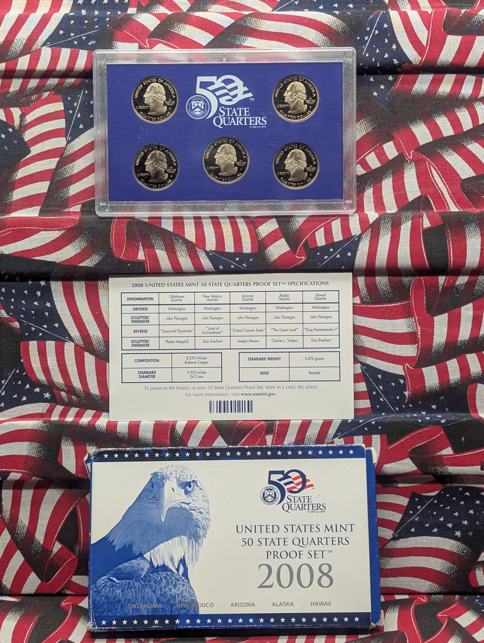 2008-S U.S. Mint State Quarters Set In OGP w/COA: 2008-S U.S. Mint State Quarters Set In OGP w/COA