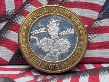 $10 SILVER "HOTEL RIO" Casino Token "RIO RITA" - .999 Fine Silver Center