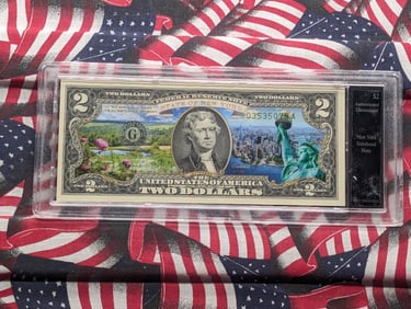 U.S. Federal Reserve $2 Bank Note COLORIZED State of NEW YORK
