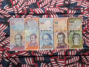 5 Different "CRISP UNCIRCULATED" South American Notes