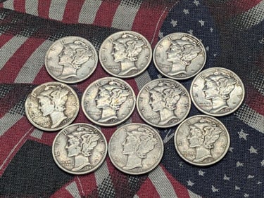 10 mixed Mercury dimes