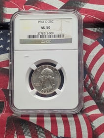 1961 D Washington Quarter AU 50 - 90% Silver