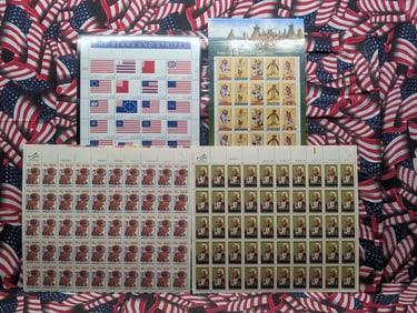 Folder w/Four Mint Sheets of U.S. Postage Stamps - All MOGNH