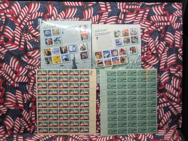 Folder w/Four Mint Sheets of U.S. Postage Stamps - All MOGNH