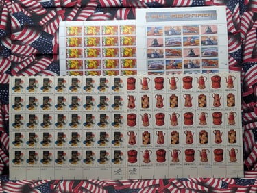 Folder w/Four Mint Sheets of U.S. Postage Stamps - All MOGNH