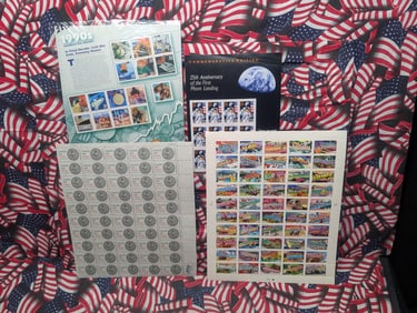 Folder w/Four Mint Sheets of U.S. Postage Stamps - All MOGNH