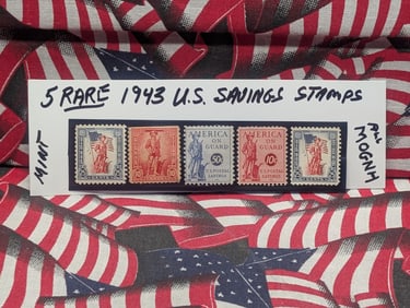 (5) Rare Assorted U.S. Savings Stamps - All MOGNH