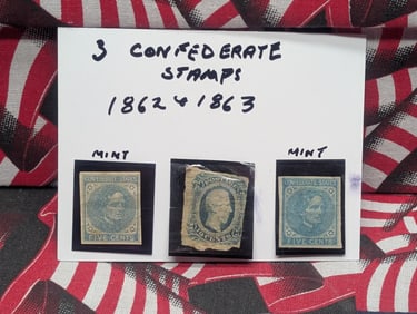 (3) 1862-1863 Rare U.S. Confederate Stamps