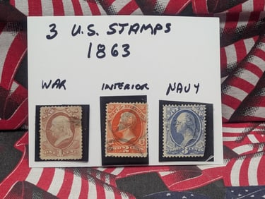 1863 Rare War Dept., Dept. of Interior, & Navy Dept. U.S. Stamps