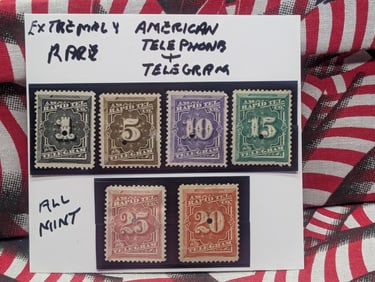 (6) Extremely Rare American Telephone & Telegram Stamps - All MOGNH