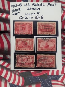 1912-1913 Rare U.S. Parcel Post Stamps - Scott #'s Q-2 to Q-8