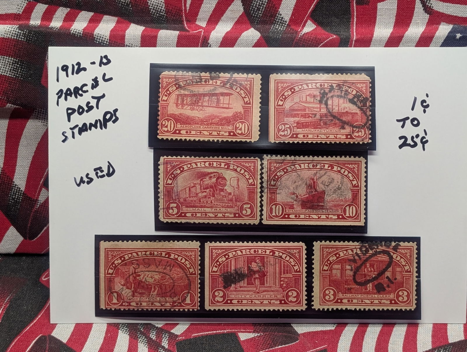 1912-1913 Rare U.S. Parcel Post Stamps, One Cent to Twenty-five Cent Stamps (1 of 4)