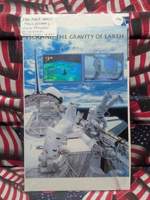 (2) Rare U.S. Escaping The Gravity of Earth Hologram Space Stamps on Original Presentation Sheet -