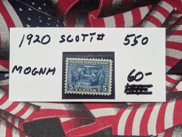 1920 U.S. Five Cent Pilgrim Tercentenary Stamp - MOGNH - Scott # 550