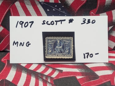 1907 U.S. Pocahontas Founding of Jamestown Five Cent Postage Stamp - Mint NH - Scott # 330