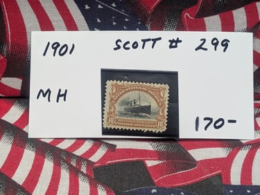 1901 U.S. East Ocean Navigation Ten Cent Postage Stamp - MH - Scott # 299