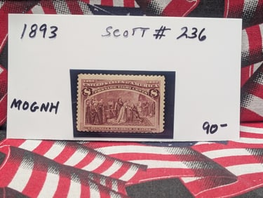 1893 U.S. Columbus Restored to Favor Eight Cent Postage Stamp - MOGNH - Scott # 236
