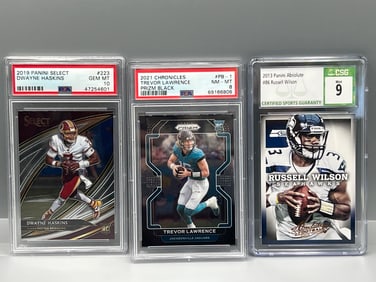 Lot of (3) Assorted Football Quarterback PSA & CSG Graded Cards - Varying Grades - Dwayne Haskins,