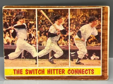 1962 Topps Mickey Mantle The Switch Hitter Connects #318