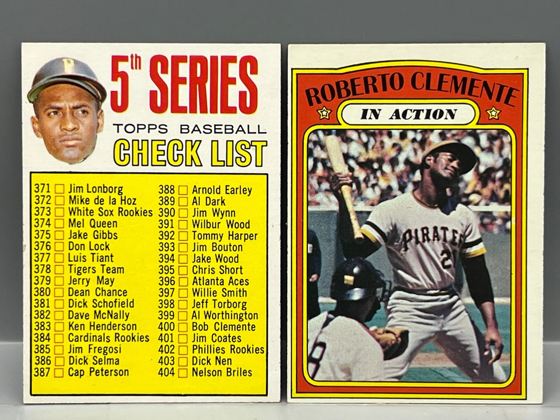 Roberto Clemente 1967 Topps Checklist #361 & 1972 Topps IA #310 (1 of 2)
