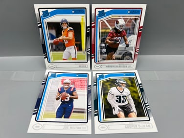 Lot of (4) 2024 Panini Donruss Football Star Rookie Cards - Bo Nix, Marvin Harrison Jr, Joe Milton