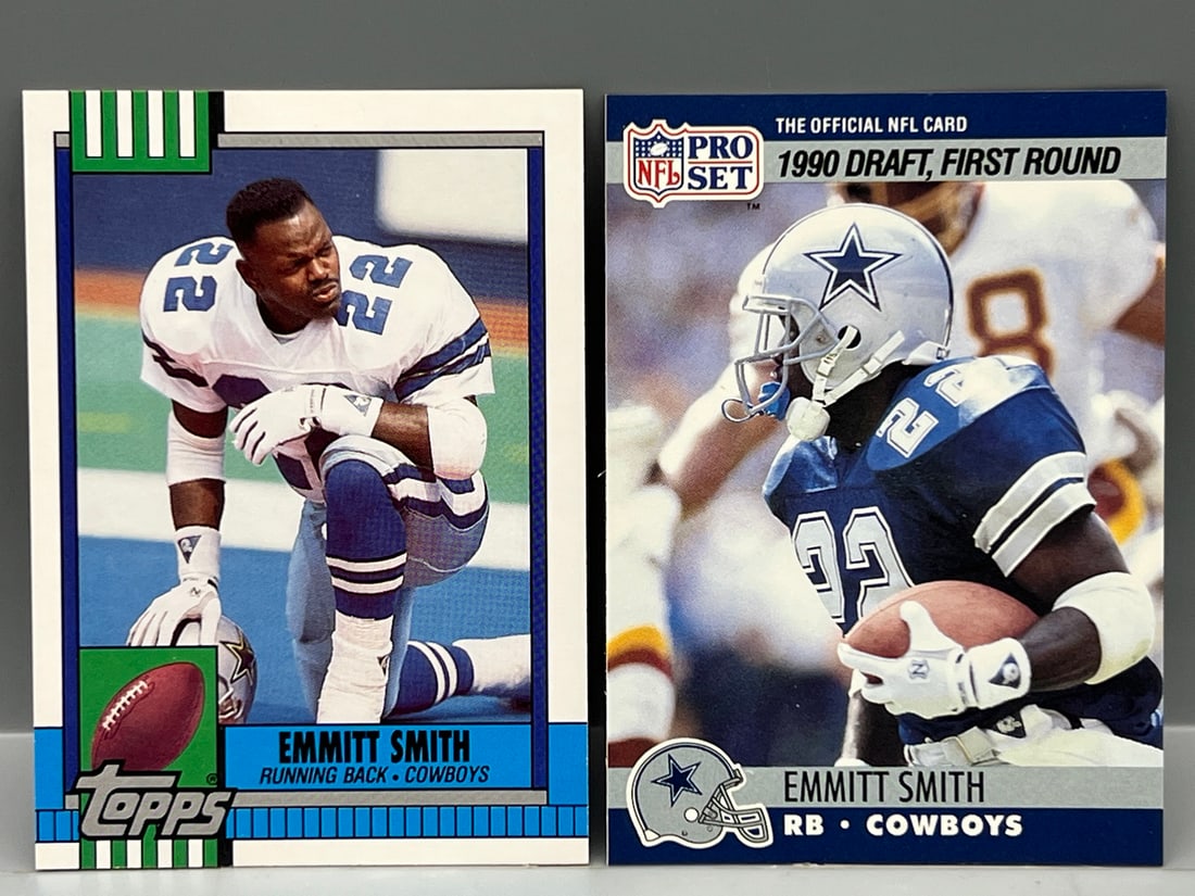 Emmitt Smith 1990 Topps Traded RC #27T & 1990 Pro Set RC #685 (1 of 2)