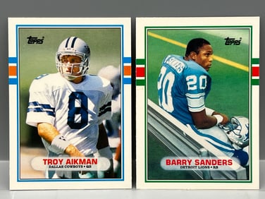 1989 Topps Traded Troy Aikman RC #70T & Barry Sanders RC #83T