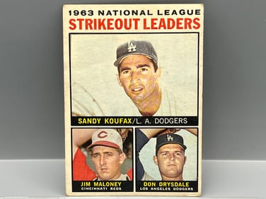1964 Topps NL Strikeout Leaders Koufax/Maloney/Drysdale #5