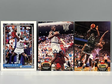 Lot of (3) 1992-93 Shaquille O'Neal Rookie Cards - Topps, Stadium Club