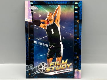 2024 Topps Chrome Victor Wembanyama Film Study Blue Refractor RC Insert #FS-13