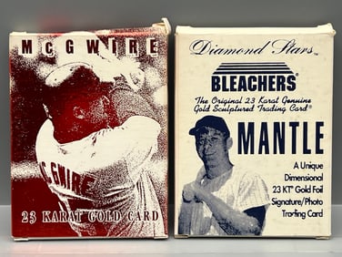 1996 & 1998 Bleachers Mark McGwire & Mickey Mantle Limited Edition 23kt Gold Foil Cards