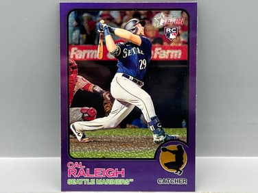 2022 Topps Heritage Chrome Cal Raleigh Purple Refractor RC #367